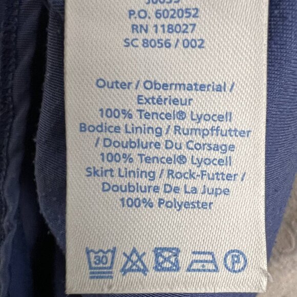 Boden Rita dress blue geometric print ruched midi stretch jersey short sleeve 10 - Picture 7 of 8